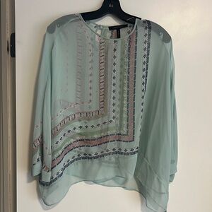 Patterned light blue with pink and green touches BCBGMAXAZRIA Women's blouse S